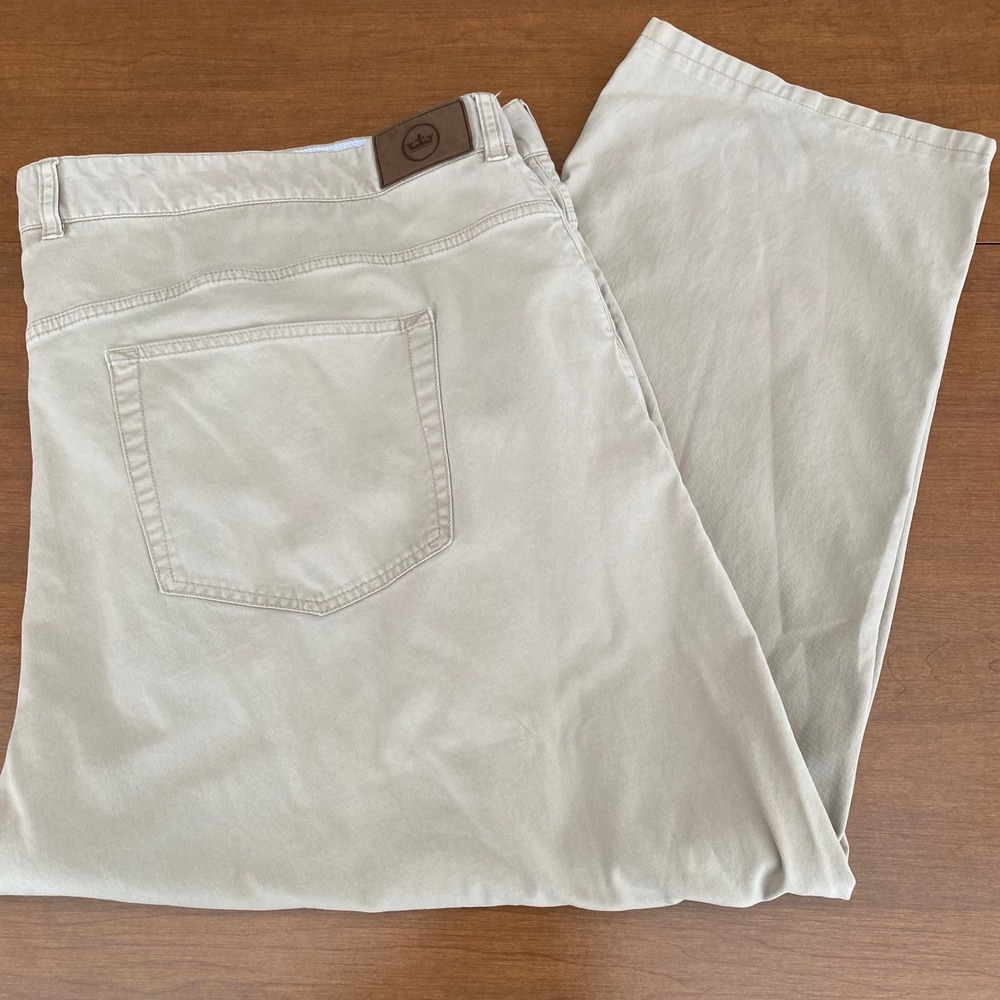 Peter Millar Mens Khaki Pima Cotton Stretch Five Pocket Pants 52R MEOB47BT Tan